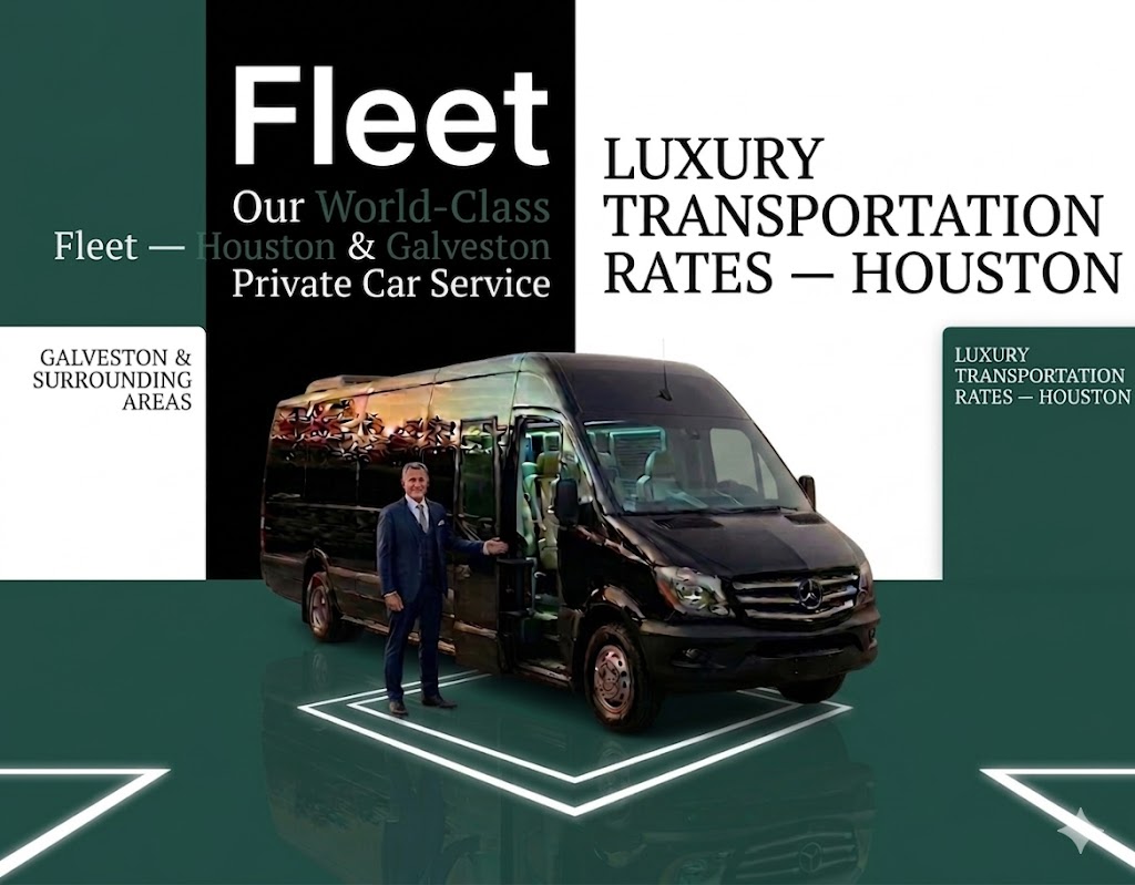 Luxury airport and cruise transportation with SUVs and Sprinter Vans serving IAH, HOU, and Galveston Cruise Port.