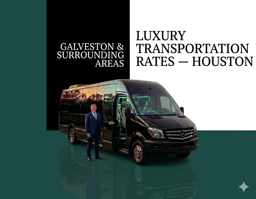 Private airport transportation with luxury SUVs and Sprinter Vans serving IAH, HOU, Galveston Cruise Terminal, and surrounding areas.